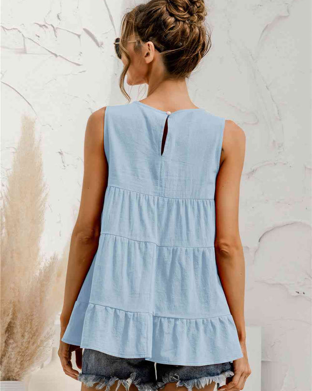Round Neck Tiered Tank
