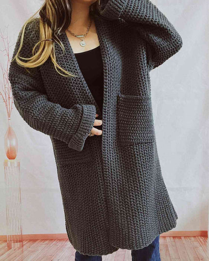 Open Front Long Sleeve Cardigan with Pockets