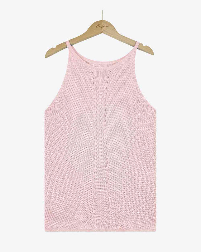 Openwork Grecian Neck Knit Tank Top