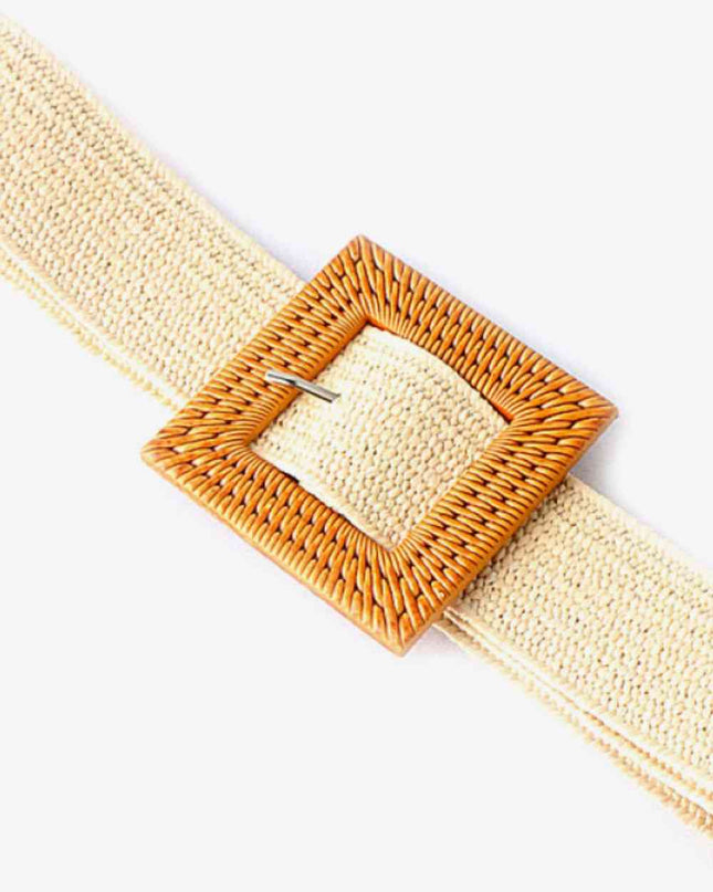Square Buckle Elastic Braid Belt