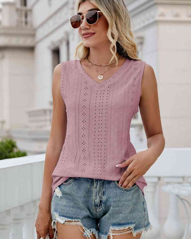 Eyelet V-Neck Tank