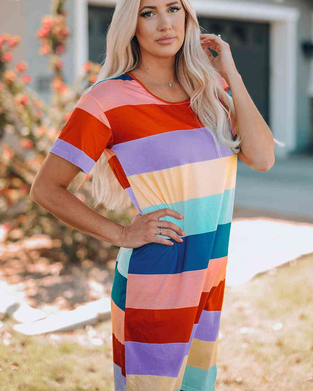 Women Color Block Side Slit Mini Dress