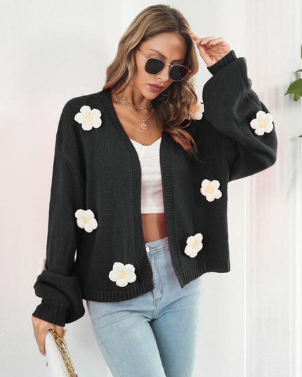 Floral Open Front Long Sleeve Cardigan