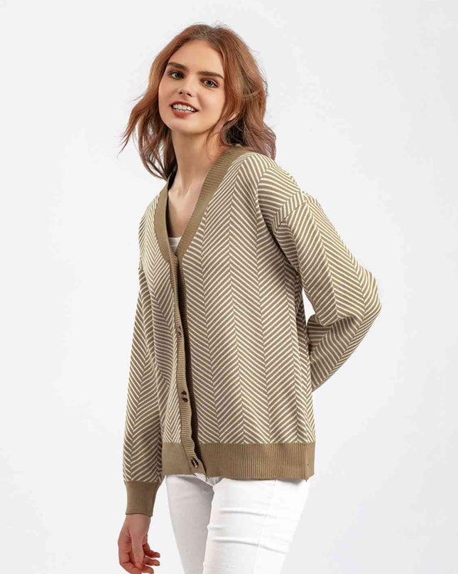 Button Down V-Neck Cardigan