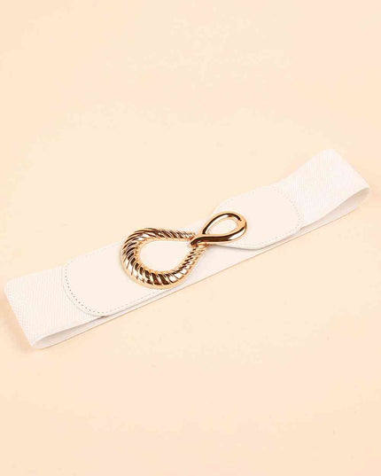 Ribbed Alloy Buckle Elastic Belt