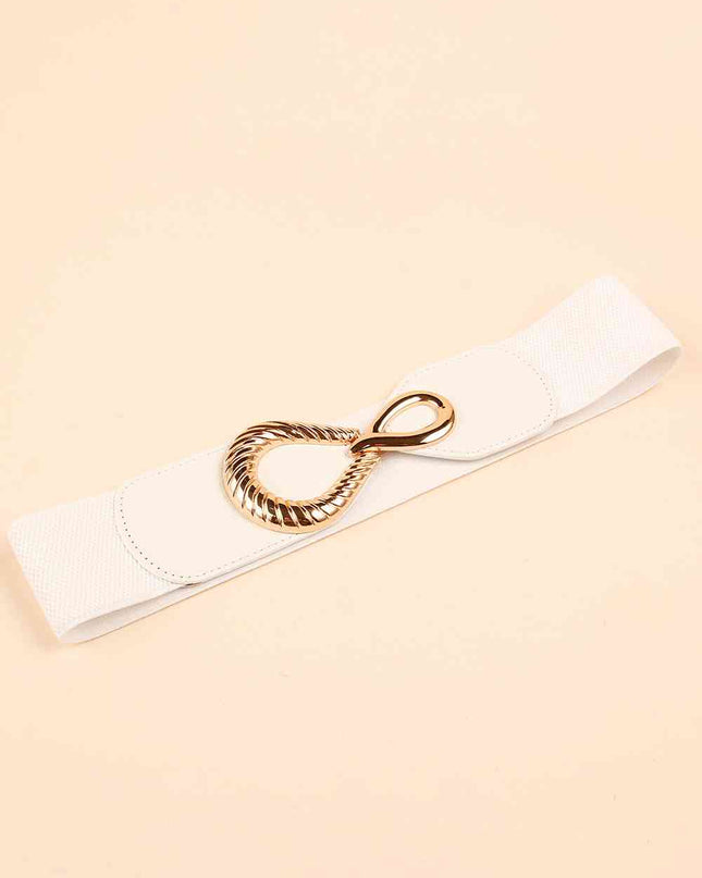 Ribbed Alloy Buckle Elastic Belt