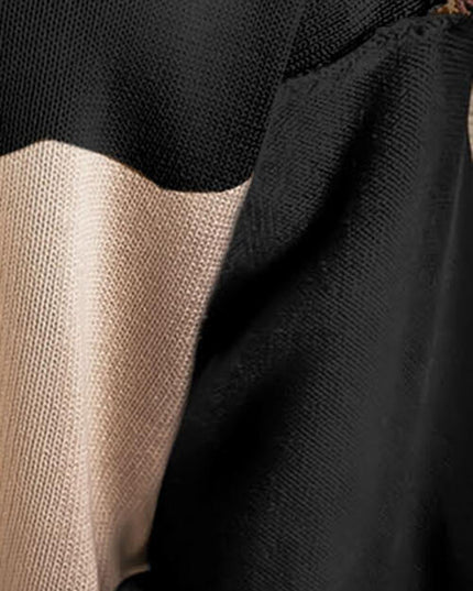 Color Block Exposed Seam Long Sleeve Sweater