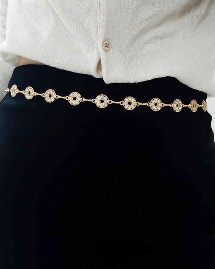 Rhinestone Decor Zinc Alloy Belt