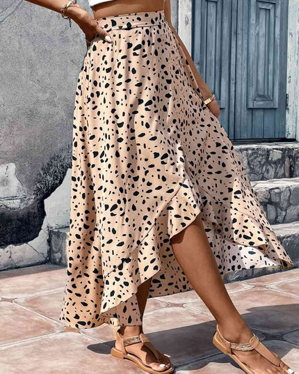 Printed High Waist Ruffled Skirt