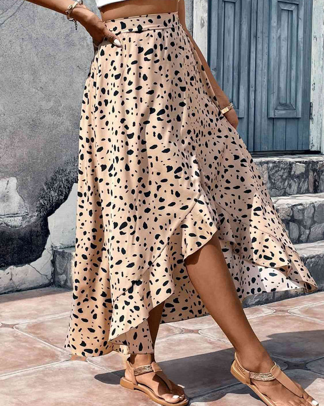 Printed High Waist Ruffled Skirt