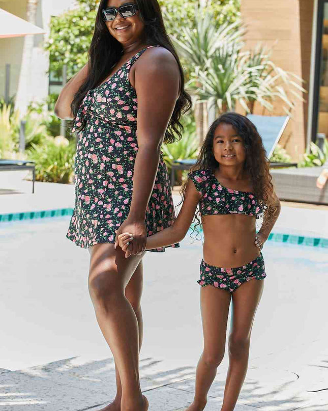 Marina West Swim Full Size Clear Waters Swim Dress in Black Roses