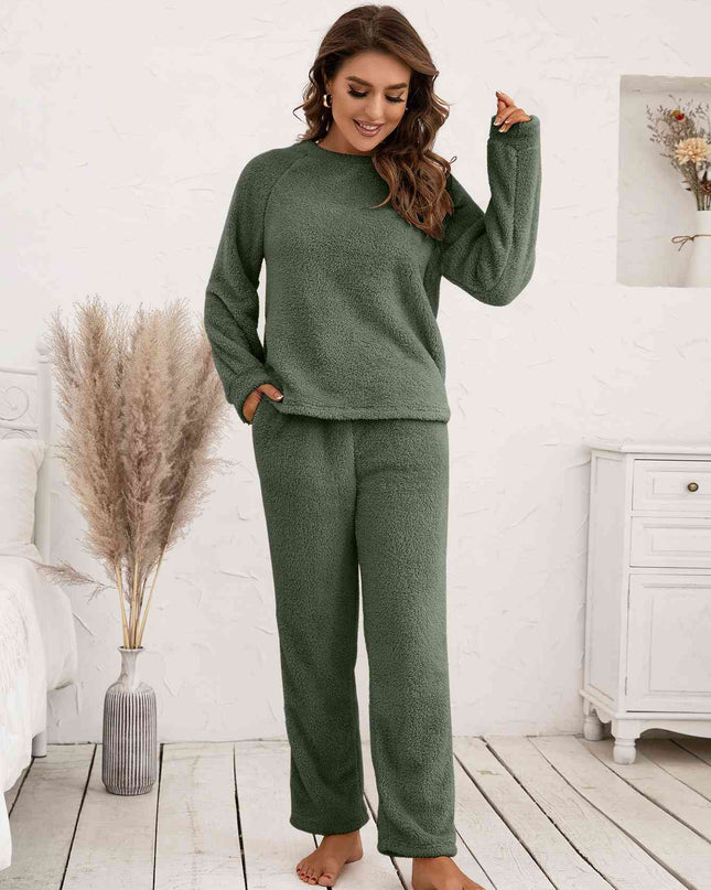 Teddy Long Sleeve Top and Pants Lounge Set
