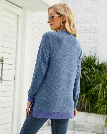 Round Neck Long Sleeve Blouse