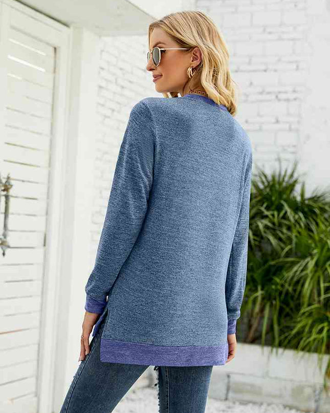 Round Neck Long Sleeve Blouse