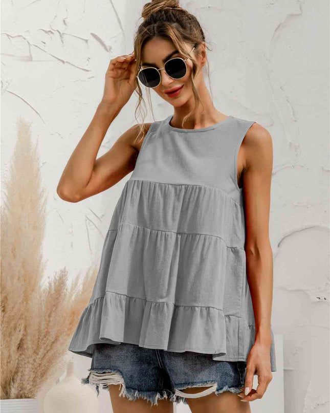 Round Neck Tiered Tank