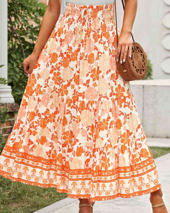 Floral Smocked Tiered Maxi Skirt