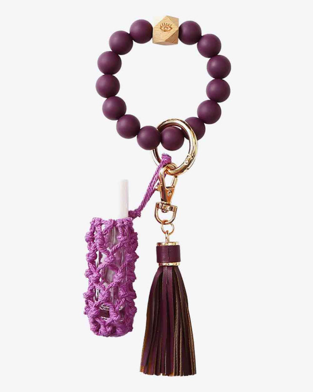 Evil Eye Beaded Keychain with Tassel