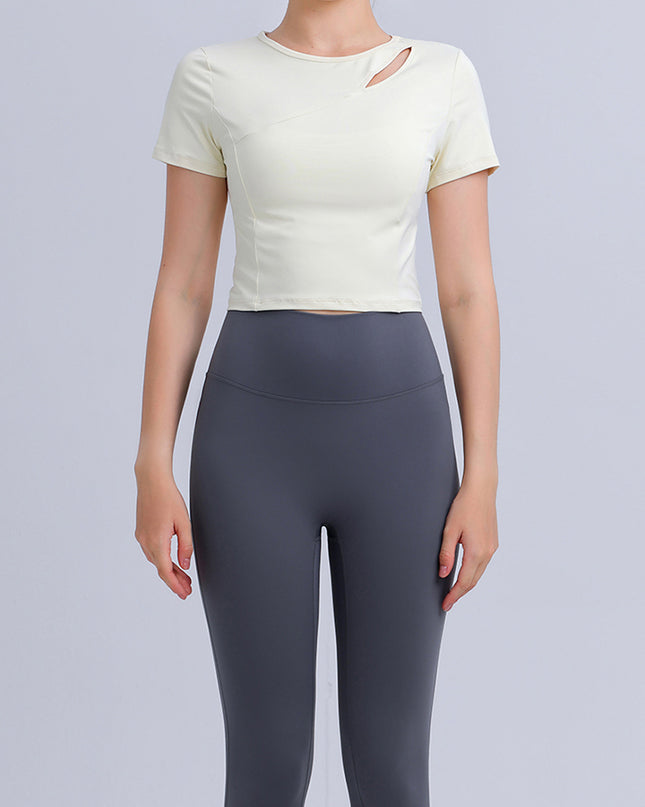 Round Neck Short Sleeve Active Top