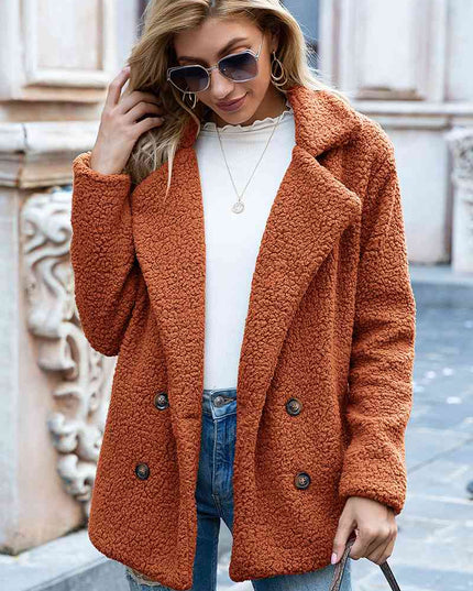 Full Size Lapel Collar Sherpa Coat