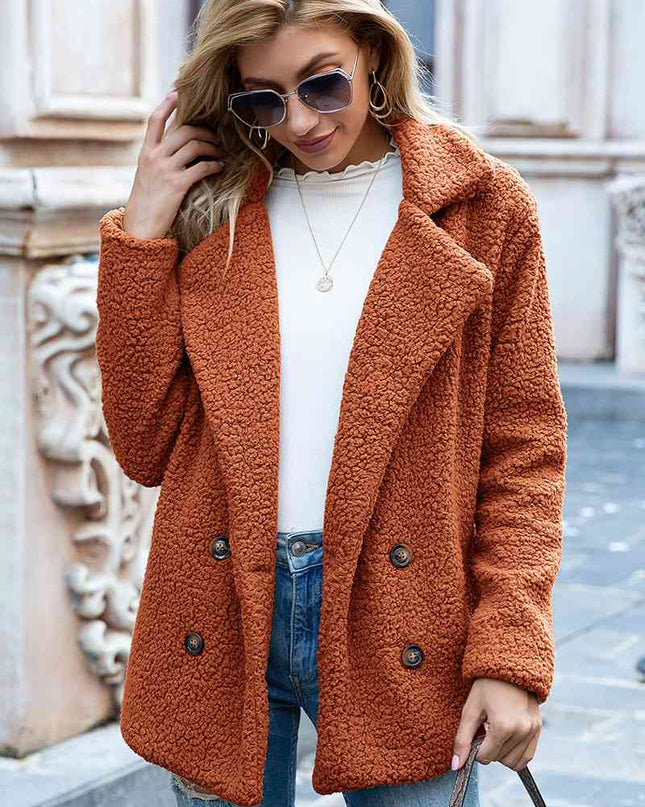 Full Size Lapel Collar Sherpa Coat