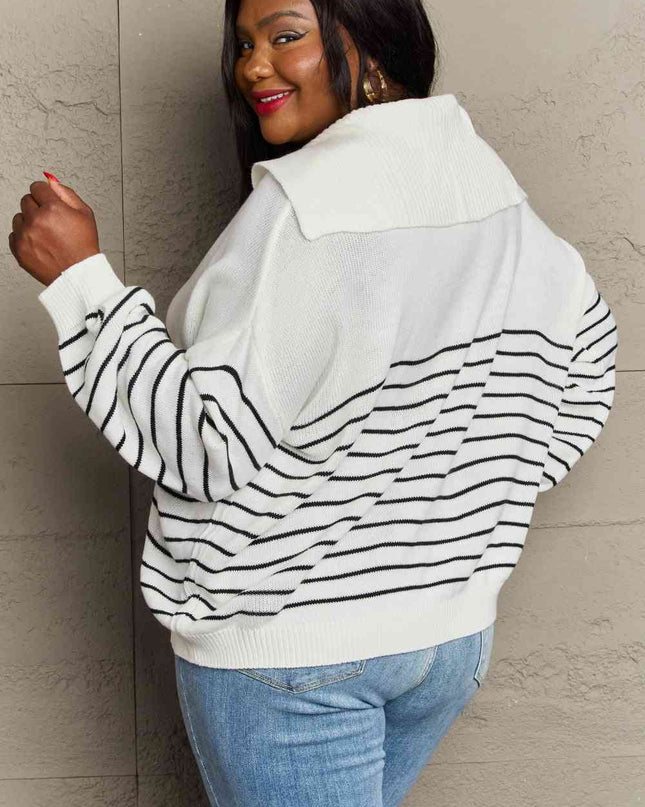 Sew In Love Make Me Smile Striped Oversized Knit Top