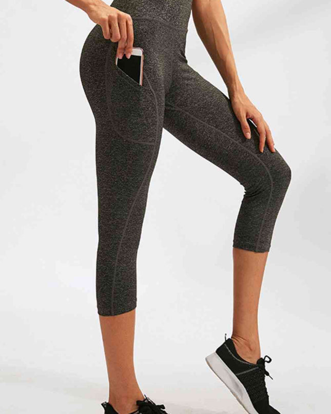Slim Fit Wide Waistband Active Leggings with Pockets