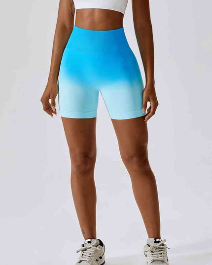 Gradient Wide Waistband Slim Fit Sports Shorts