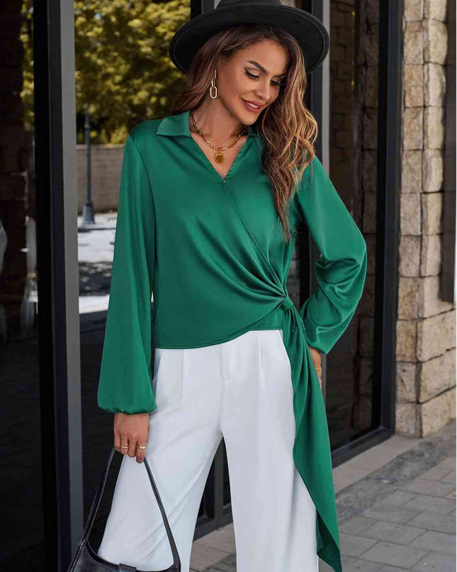 Surplice Neck Long Sleeve Blouse