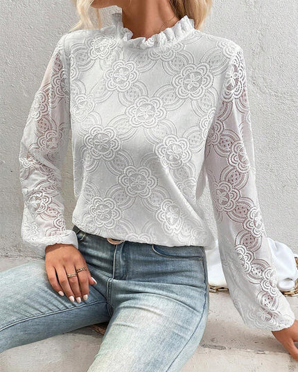 Floral Lace Balloon Sleeve Blouse