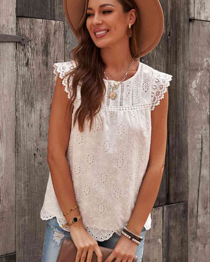 Sleeveless Eyelet Tank Top