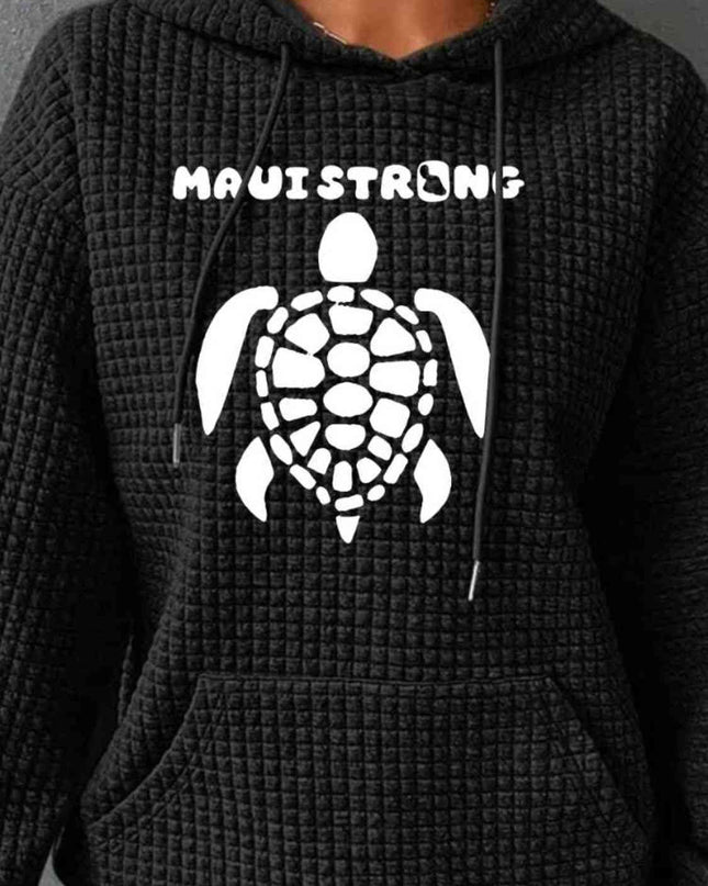 Full Size Turtle Graphic Drawstring Hoodie