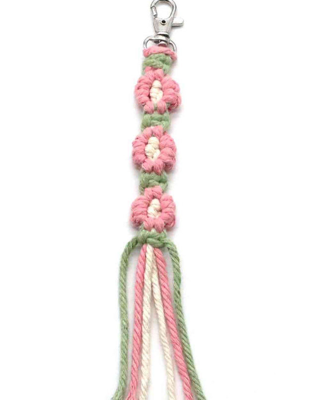 Assorted 4-Pack Hand-Woven Flower Keychain