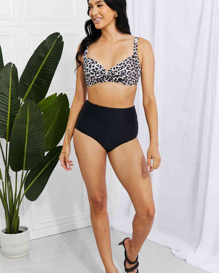 Marina West Swim Take A Dip Twist High-Rise Bikini in Leopard