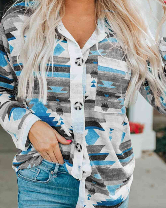Printed Button Up Long Sleeve Shirt
