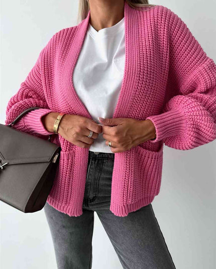 Open Front Dropped Shoulder Cardigan