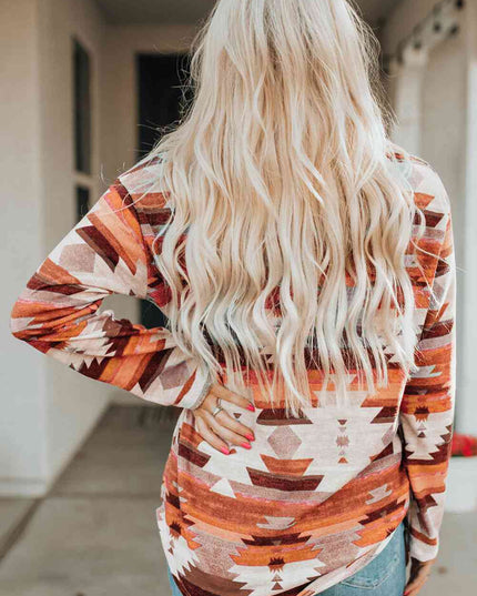Printed Button Up Long Sleeve Shirt