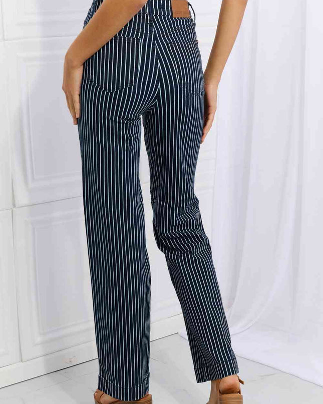 Judy Blue Cassidy Full Size High Waisted Tummy Control Striped Straight Jeans