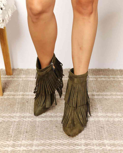 Legend Women's Tassel Wedge Heel Ankle Booties