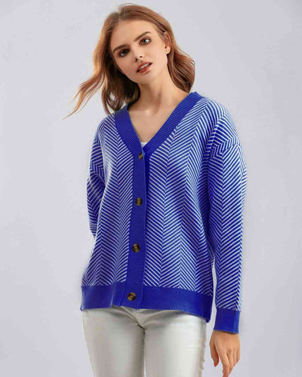 Button Down V-Neck Cardigan