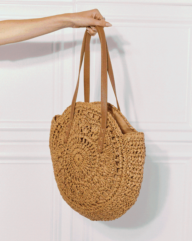 Justin Taylor C'est La Vie Crochet Handbag in Caramel