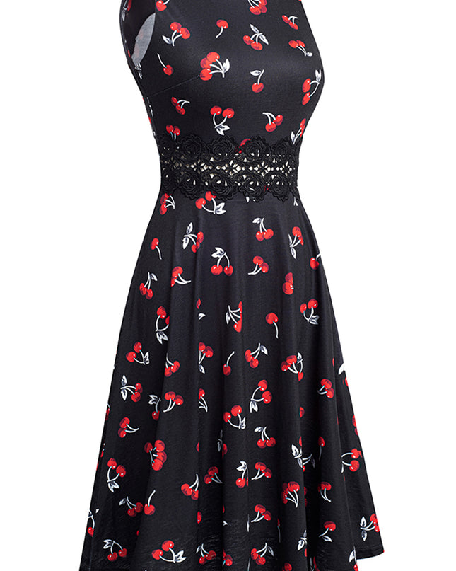 Printed Smocked Waist Sleeveless Dress
