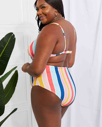 Marina West Swim Take A Dip Twist High-Rise Bikini in Stripe