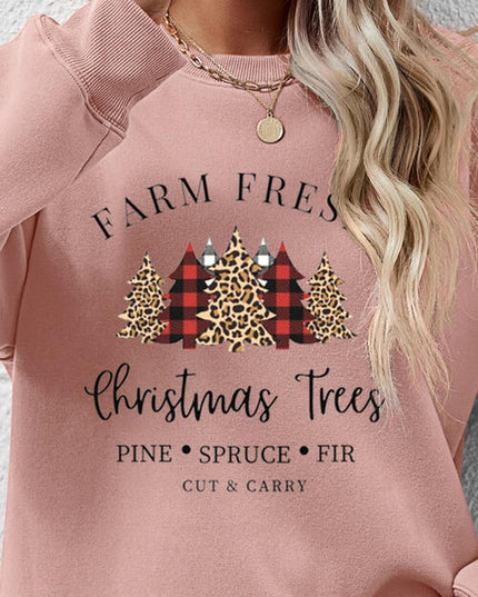Graphic Round Neck Long Sleeve Sweatshirt
