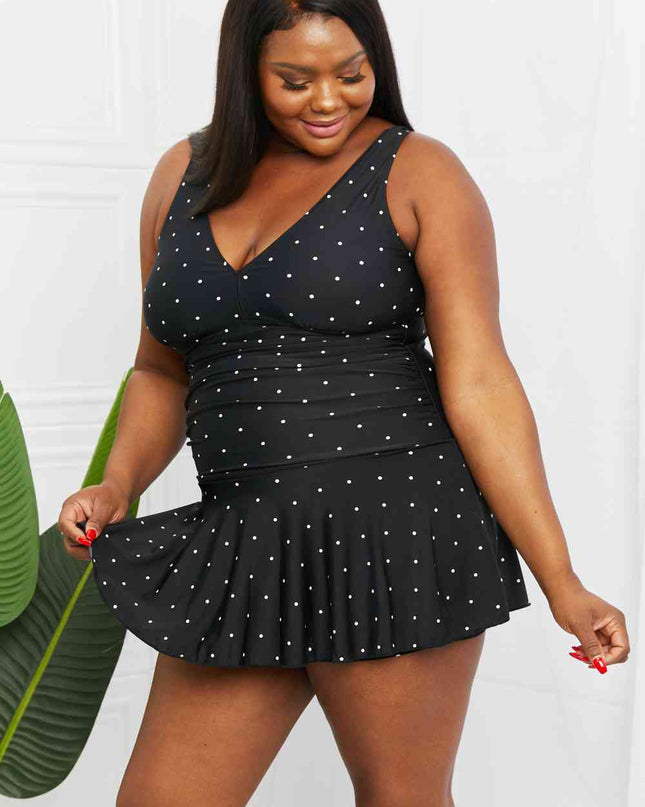 Marina West Swim Full Size Clear Waters Swim Dress in Black and White Polka Dot
