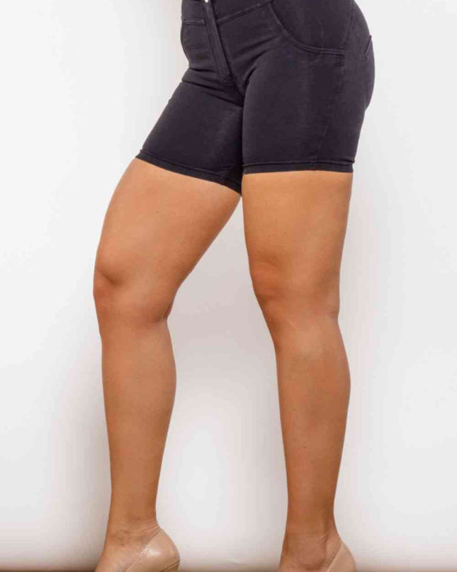 Full Size Buttoned Skinny Denim Shorts