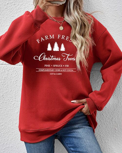 Graphic Round Neck Dropped Shoulder Sweatshirt