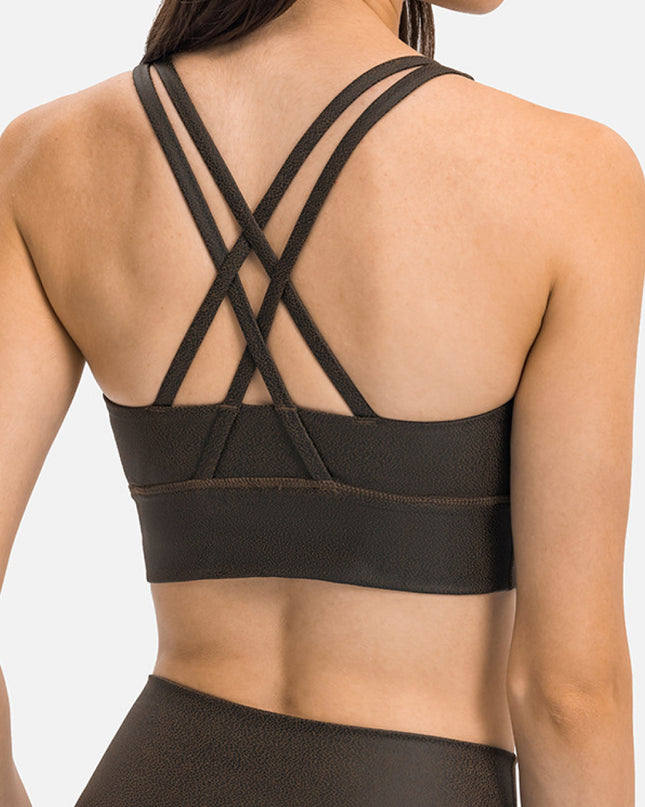 Crisscross Strappy Back Sports Bra