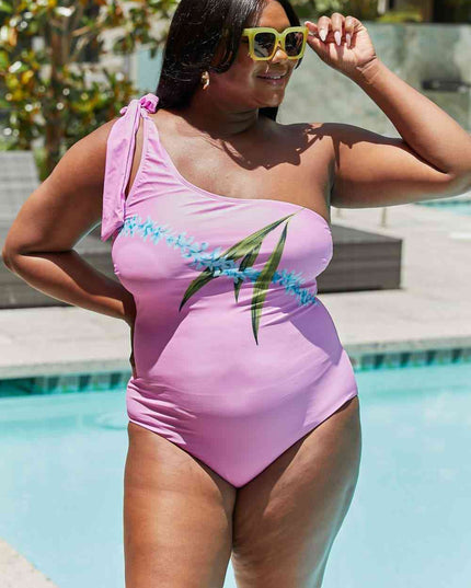 Marina West Swim Vacay Mode One Shoulder Swimsuit in Carnation Pink