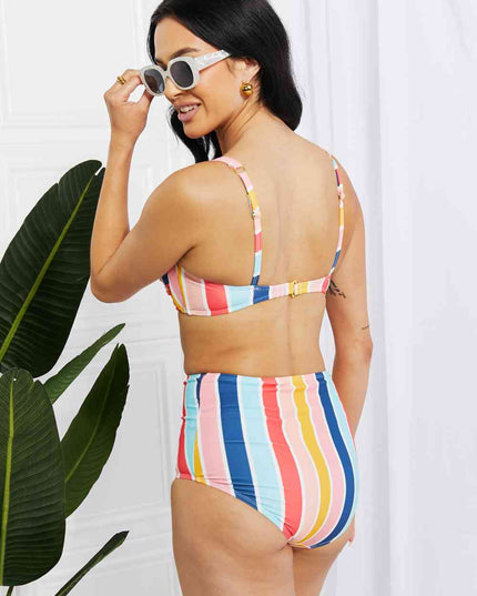 Marina West Swim Take A Dip Twist High-Rise Bikini in Stripe