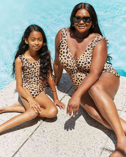 Marina West Swim Full Size Float On Ruffle Faux Wrap One-Piece in Leopard